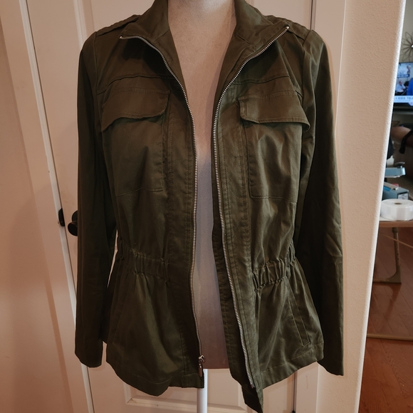 G by Giuliana Utility Jacket Olive Size S Soft Tencel Blend Zip Front Comfort - Picture 7 of 13